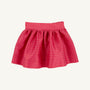 The Grandccasion™ McPrimm Party Skirt in Raleigh Raspberry Metallic Stripe by The Beaufort Bonnet Company features a high waistband and subtle horizontal metallic stripes in a festive pink shade, beautifully displayed against a plain white background—ideal for holiday celebrations.