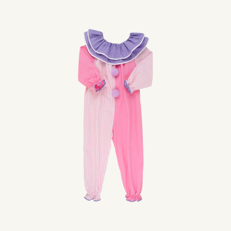 Happy Halloween Clown Costume (Romper) - Pier Party Pink Pinckney Pink Stripe with Hamptons Hot Pink & Palisades Purple