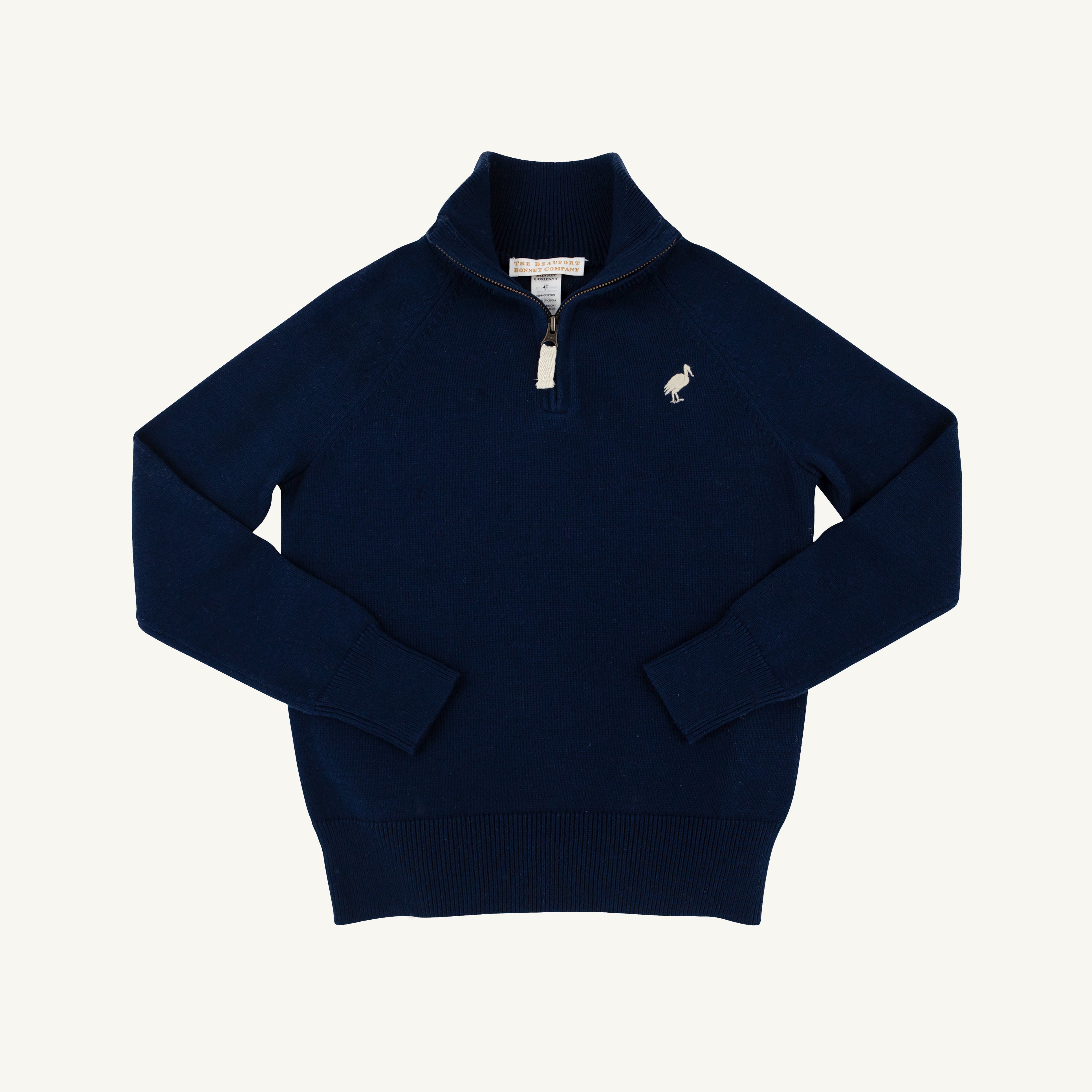 Hayden Half-Zip Sweater - Nantucket Navy with Osprey Oatmeal Stork
