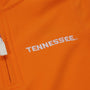 Close-up of The Beaufort Bonnet Company’s Tennessee Hayword Half-Zip in Tennessee Orange with Worth Avenue White, featuring a white zipper and the word TENNESSEE embroidered in white, slightly curved on the right side—a perfect gameday layering piece for true Vols style.