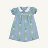 Holly Day Dress - Topiaries and Tangerines (Barrington Blue) with Worth Avenue White