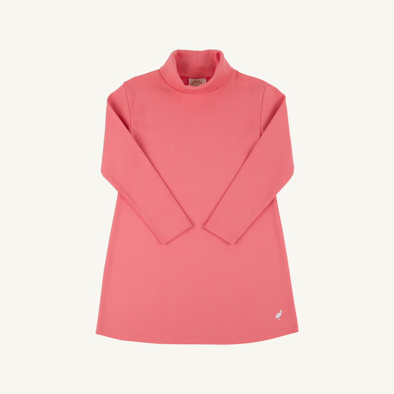 Tatum's Turtleneck Dress - Parrot Cay Coral with Worth Avenue White Stork