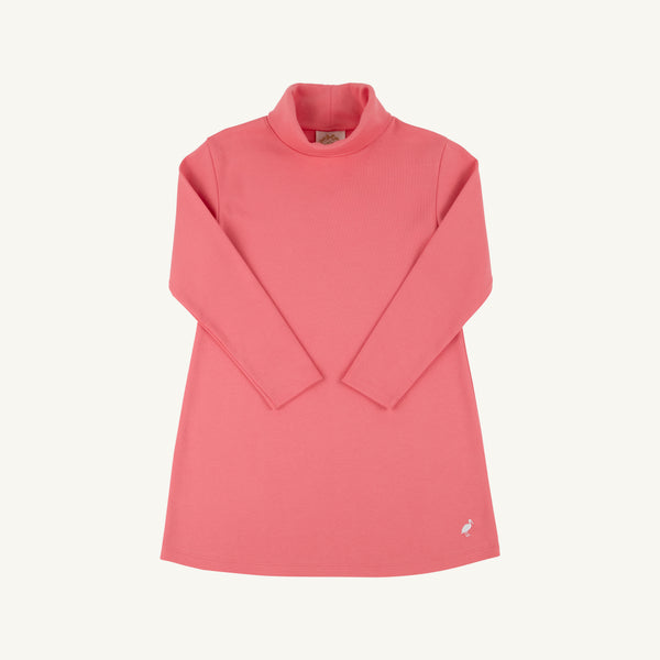 Tatum's Turtleneck Dress - Parrot Cay Coral with Worth Avenue White Stork