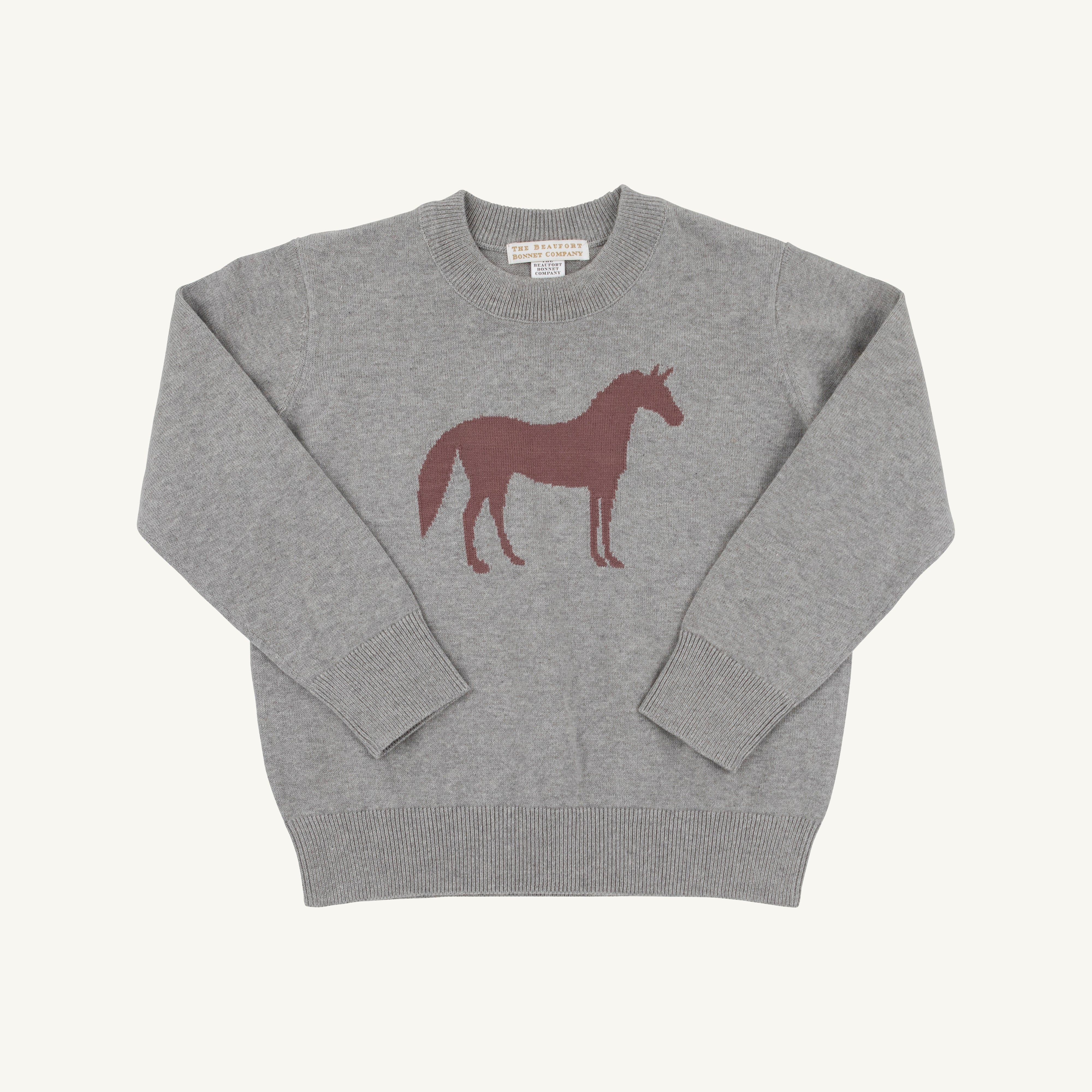 Isaac's Intarsia Sweater - Grantley Gray with Horse Intarsia