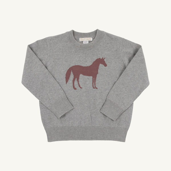Isaac's Intarsia Sweater - Grantley Gray with Horse Intarsia