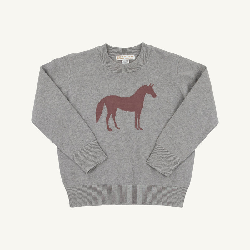 Isaac's Intarsia Sweater - Grantley Gray with Horse Intarsia
