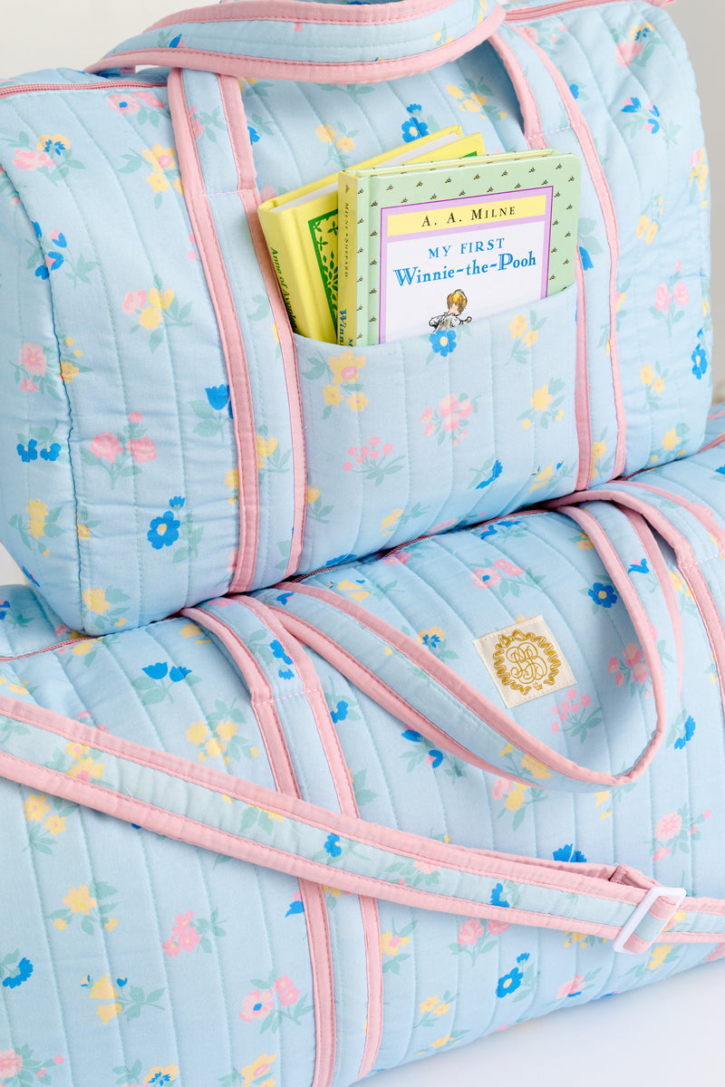 Stewart's Sleepover Tote - Little London Flowers with Pink Gingham