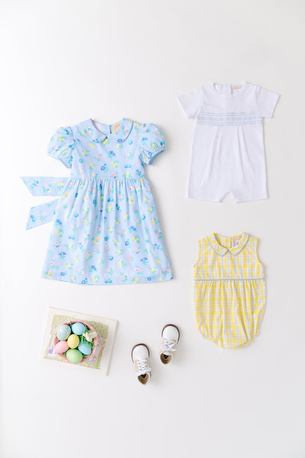 Sebastian Smocked Romper - Worth Avenue with Beale Street Blue with Sarasota Sky