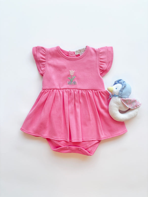 Daisy's Diaper Cover Dress - Romany Rose with Tulip Embroidery