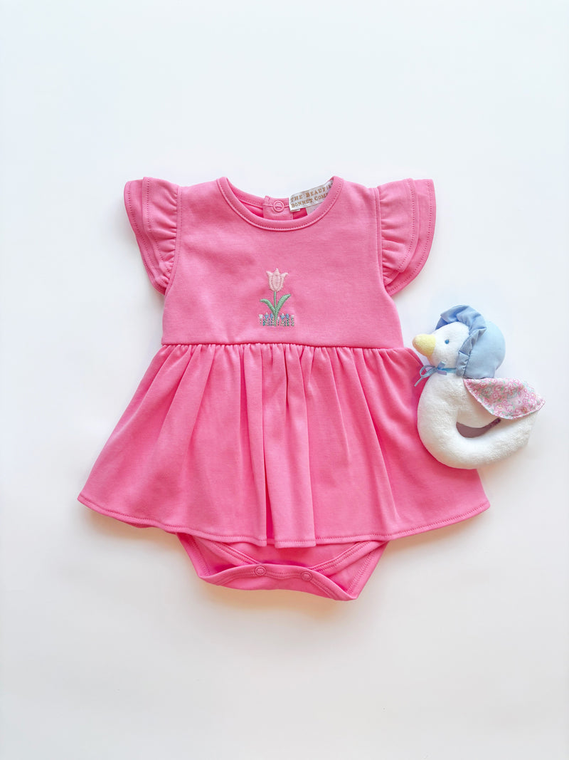 Daisy's Diaper Cover Dress - Romany Rose with Tulip Embroidery