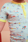 Payton Pajama Shorts Set - Ice Cream Daydream (Blueberry Blue) with Nana Banana