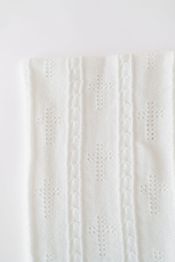 Bailey Baby Blanket - Worth Avenue White with Crosses