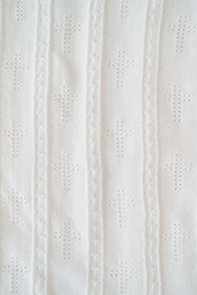 Bailey Baby Blanket - Worth Avenue White with Crosses