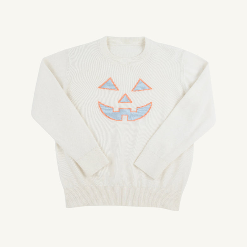 Isaac's Intarsia Sweater - Palmetto Pearl with Pumpkin Face