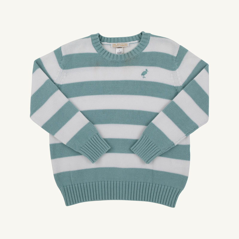 Isaac's Sweater - Old Greenwich Green Stripe