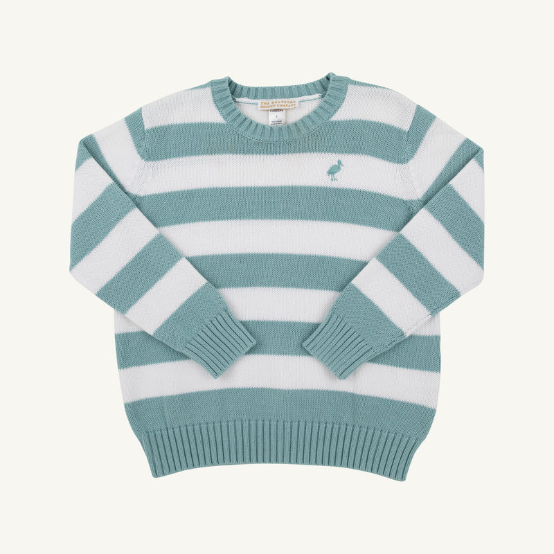 Isaac's Sweater - Old Greenwich Green Stripe