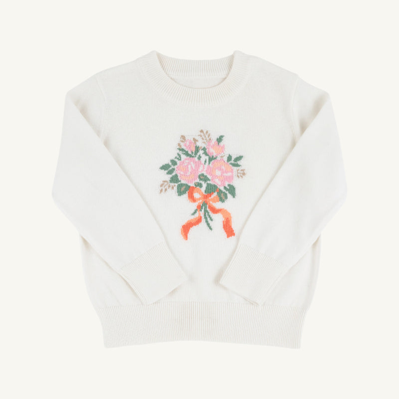Isabelle Intarsia Sweater - Palmetto Pearl with Flower Bouquet