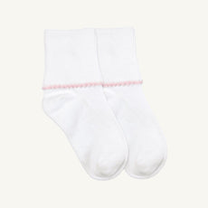 Jefferies Picot Edge Socks - White with Pink