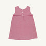 The Jill Jumper - Begley Berry Tweed by The Beaufort Bonnet Company is a sleeveless pink girls jumper dress featuring a textured pattern, an empire waistline, and three white buttons on the back. It is displayed laid flat on a plain white background.