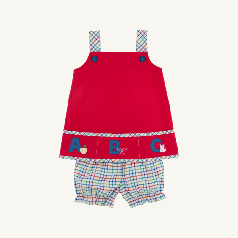 Jillian Jumper Set - Richmond Red with Kindness Wins Windowpane & ABC Applique