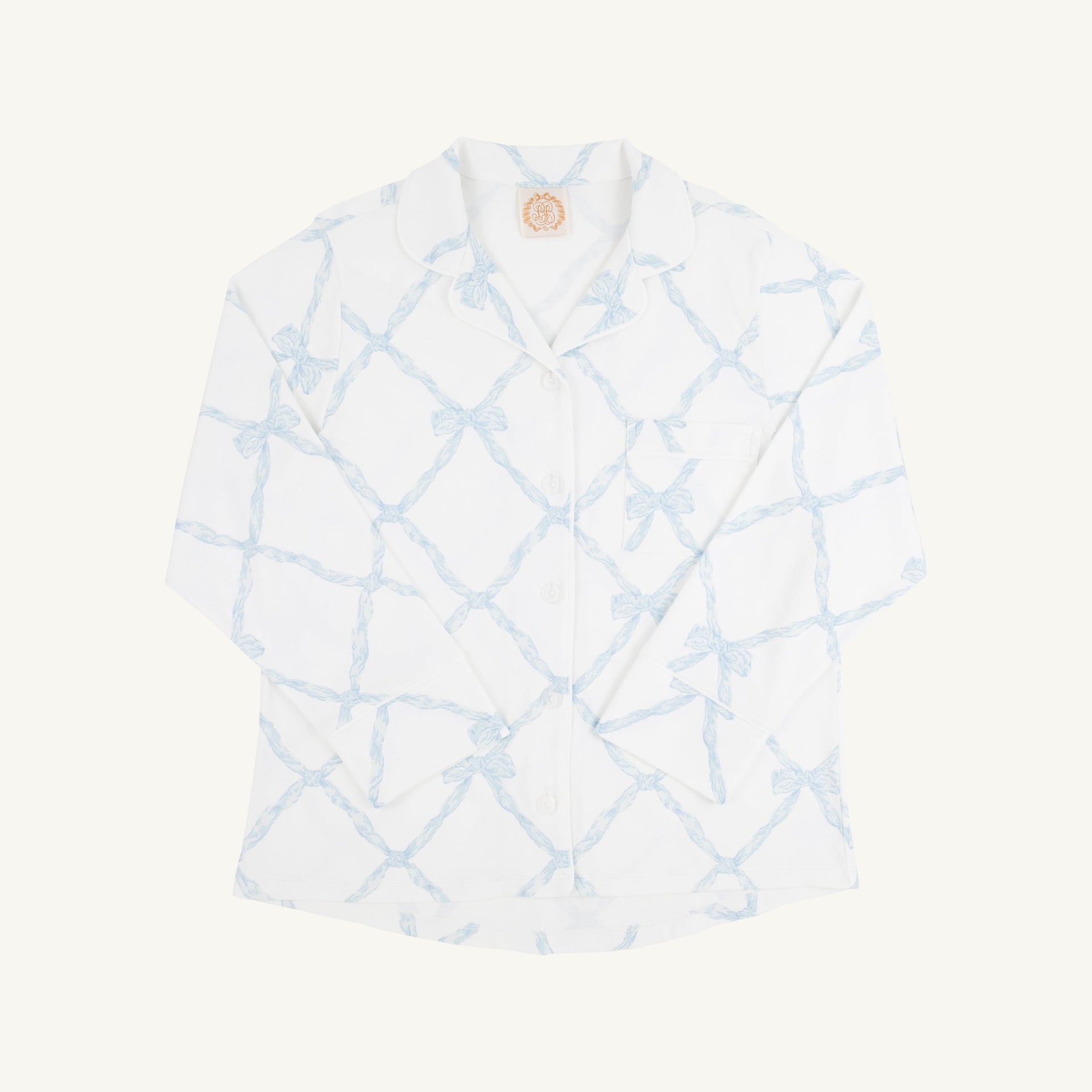 The Beaufort Bonnet Company Let Me Lounge Long Sleeve Top - Buckhead Blue Belle Meade Bow - S