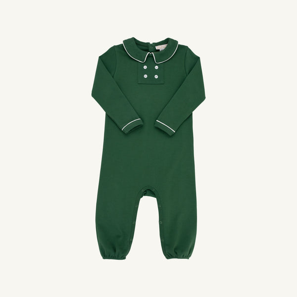 Long Sleeve Benny Romper - Grier Green with Palmetto Pearl