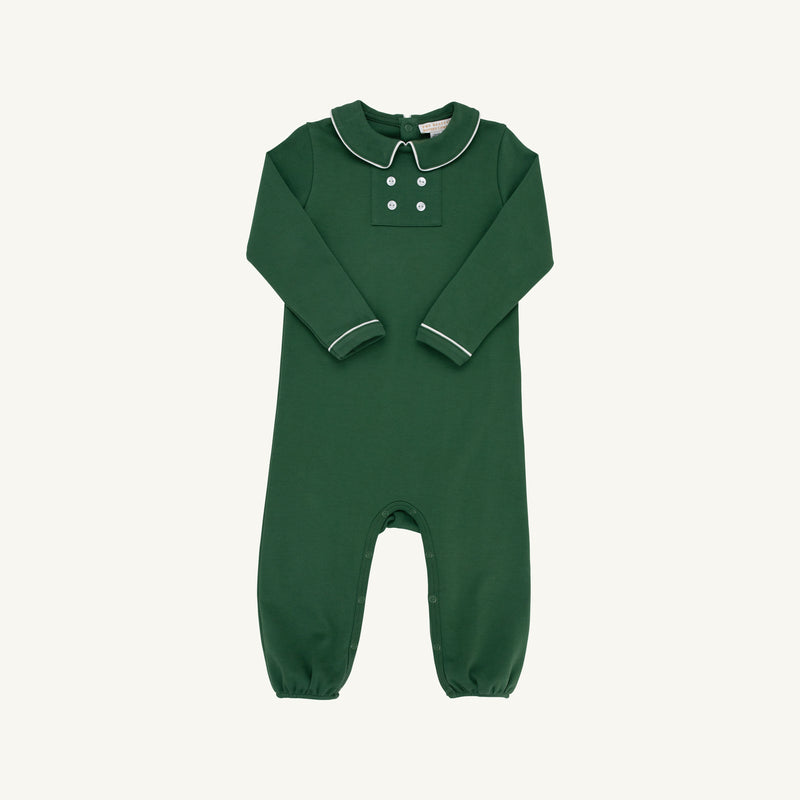 Long Sleeve Benny Romper - Grier Green with Palmetto Pearl