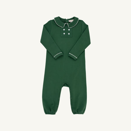 Long Sleeve Benny Romper - Grier Green with Palmetto Pearl