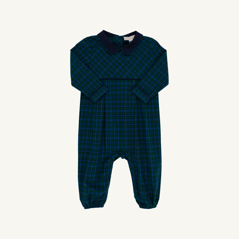 Long Sleeve Bradford Romper - Woodlake Point Plaid with Nantucket Navy