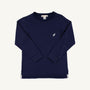 Long Sleeve Carter Crewneck - Nantucket Navy with Worth Avenue White Stork