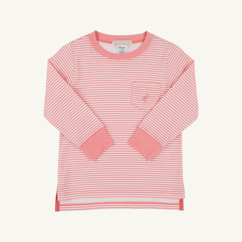 Long Sleeve Carter Crewneck - Parrot Cay Coral Stripe