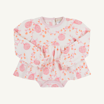 Embroidery result for: Long Sleeve Daisy's Diaper Cover Dress - Gourd-geous (Palmetto Pearl) with Palm Beach Pink