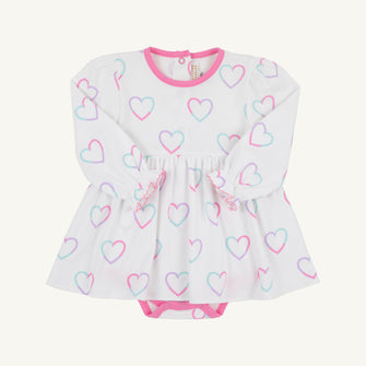 Embroidery result for: Long Sleeve Daisy Diaper Cover Dress - Have a Little Heart with Winter Park Pink