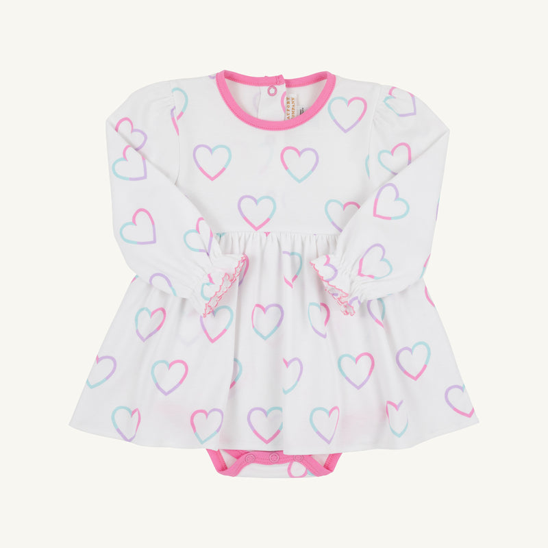 Long Sleeve Daisy Diaper Cover Dress - Have a Little Heart with Winter Park Pink