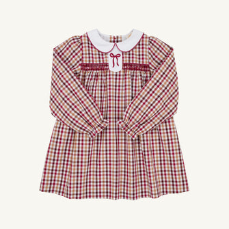 Embroidery result for: Long Sleeve Mary Dal Dress - Easton Pond Plaid with Worth Avenue White
