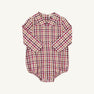 A long sleeve Peter Pan collar onesie in the classic Easton Pond Plaid from The Beaufort Bonnet Company, designed with convenient snap buttons at the bottom.