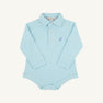 Long Sleeve Prim & Proper Polo - Belhaven Blue Stripe with Barrington Blue Stork
