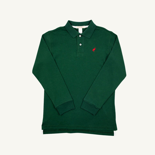 Long Sleeve Prim Proper Polo Onesie Grier Green with Richmond Re