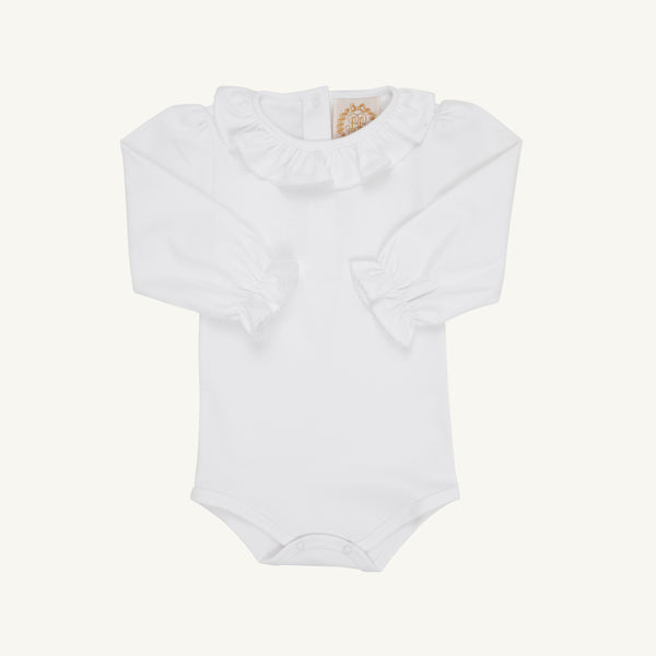 Long Sleeve Ramona Ruffle Collar Shirt & Onesie - Worth Avenue White