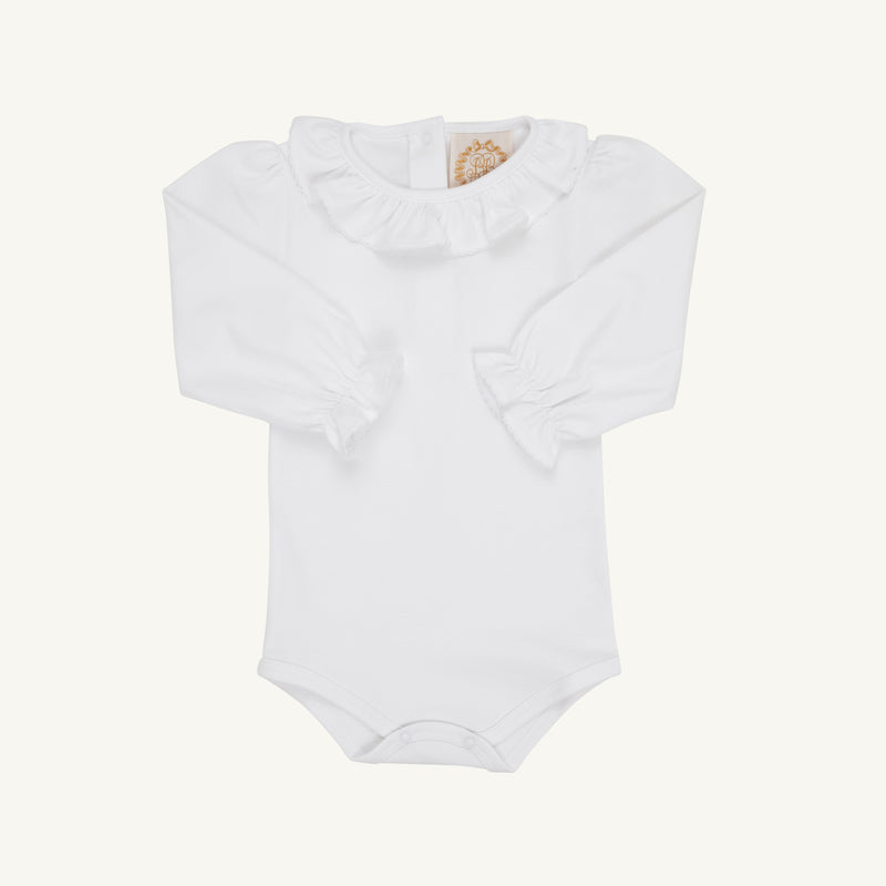 Long Sleeve Ramona Ruffle Collar Shirt & Onesie - Worth Avenue White