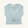 Long Sleeve Ramona Ruffle Top - Old Greenwich Green Microdot
