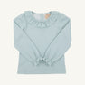 Long Sleeve Ramona Ruffle Top - Old Greenwich Green Microdot