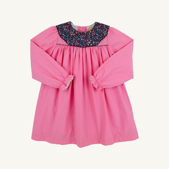 Embroidery result for: Long Sleeve Mary Dal Dress - Hamptons Hot Pink with Fairfax Farm Floral
