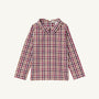 Long-sleeve Easton Pond Plaid Peter Pan collar shirt & onesie by The Beaufort Bonnet Company, shown laid flat on a white background.