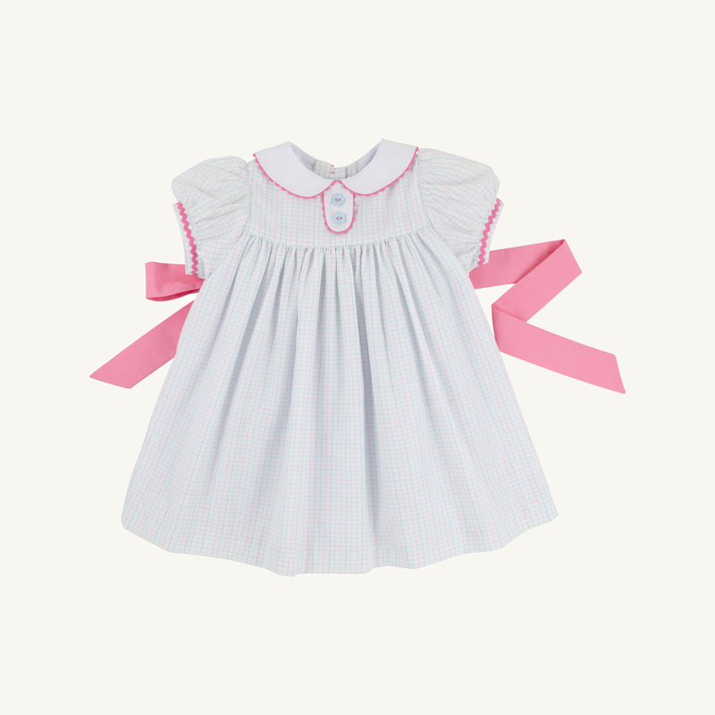 Mary Dal Dress - Whitby Windowpane with Hamptons Hot Pink