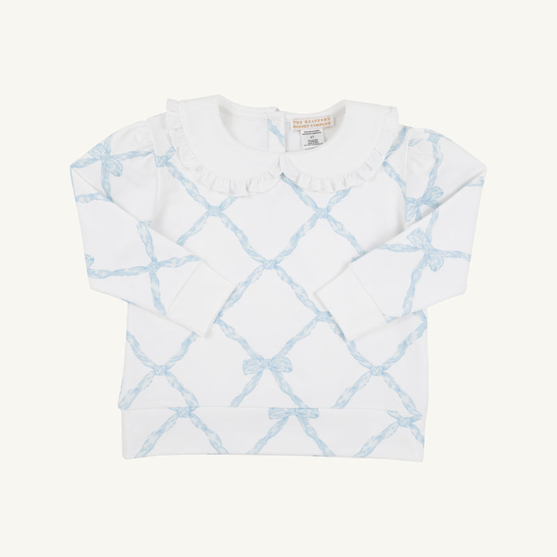 Maude's Ruffle Cassidy Comfy Crewneck - Buckhead Blue Belle Meade Bow