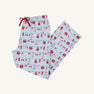Introducing the Men’s Sunday Style Sweatpants - Santa’s Laundry Line by The Beaufort Bonnet Company: These light blue pajama pants feature a festive print of clothes hanging on clotheslines—including socks, shirts, and mittens in cheerful red and white hues—accented with a red drawstring. Perfect Christmas loungewear or relaxed holiday sweatpants for men.