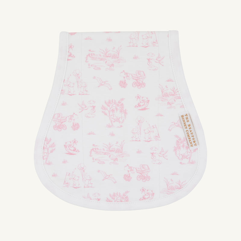 Oopsie Daisy Burp Cloth - Sir Proper's Sweet Arrival (Hamptons Hot Pink) with Worth Avenue White
