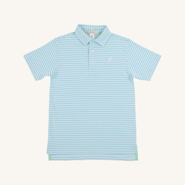 Prim & Proper Polo - Brookline Blue Stripe with Worth Avenue White Stork