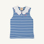 Paige's Playful Polo - Barbados Blue Stripe with Worth Avenue White & Winter Park Pink Stork